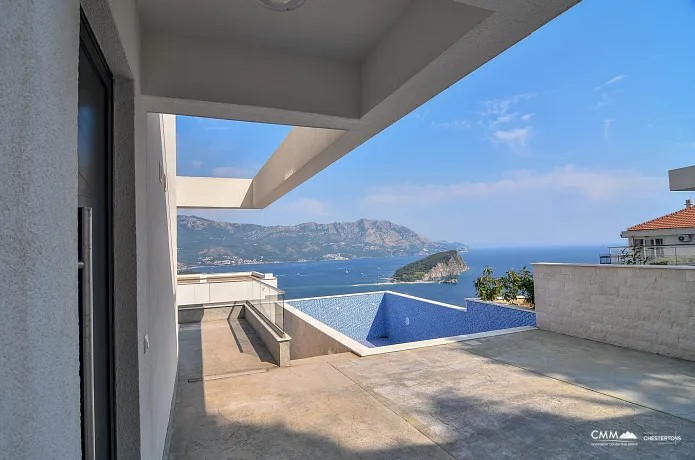 Panoramik Deniz Manzaralı ve Yeni İnşa Edilmiş Lüks Villa – Budva